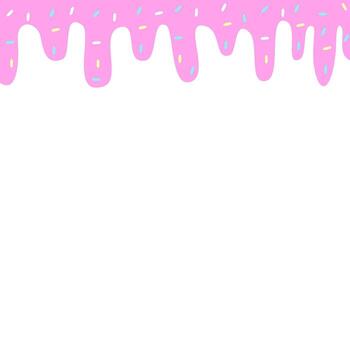 Pink Dripping Icing Background with Sprinkles vector