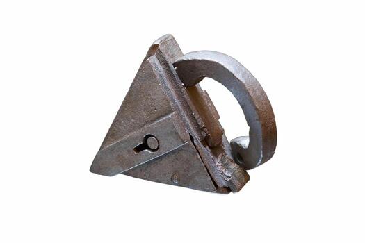 Metal casting of a triangular tool used for precise alignment in construction, showcasing craftsmanship and industrial design photo
