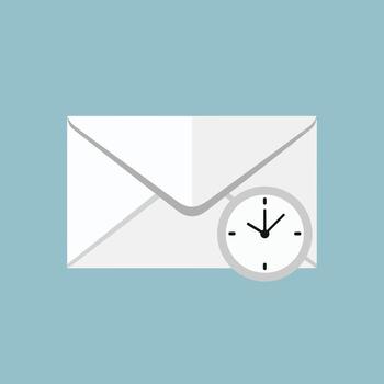 Envelope with Clock Badge Flat Asynchronous Work Icons vector