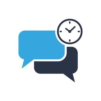 Asynchronous Work Icons with Overlapping Bubbles and Analog Clock Badge vector