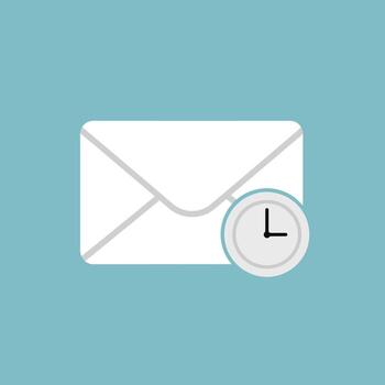 Flat Asynchronous Work Icons of Envelope with Time Indicator Badge vector