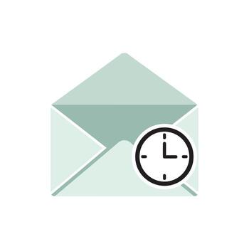 Asynchronous Work Icons with Envelope and Circular Clock Overlay vector