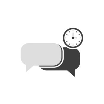 Asynchronous Work Icons with Two Chat Bubbles and Time Badge vector