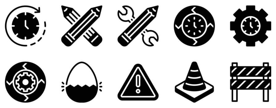Work in progress icon solid mix style glyph for builds maintenance and updates minimal pictogram for dashboards product pages and notices vector