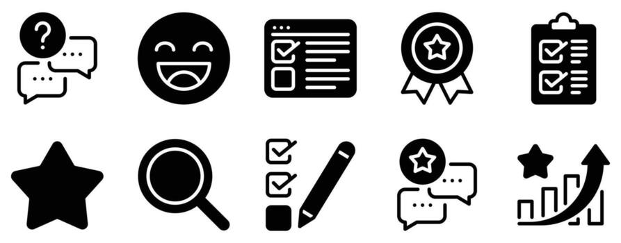 Survey icon solid mix style glyph for polls research and feedback minimal monochrome pictogram for dashboards web and mobile apps vector