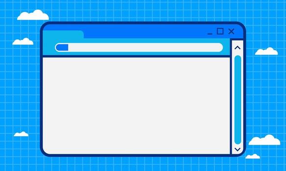 Flat Design Web Browser Window Mockup Template on a Blue Cloudy Background vector