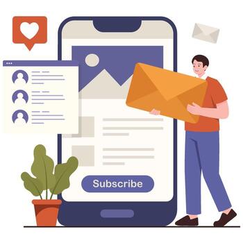 User holding envelope near smartphone vector