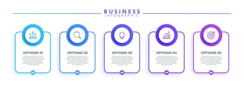 Infographic thin line design icons and 5 options or steps. Infographics for business concept. Can be used for presentations banner, workflow layout, process diagram, flow chart, info graph vector