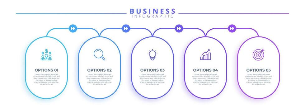 Infographic thin line design with icons and 5 options or steps. Infographics for business concept. Can be used for presentations banner, workflow layout, process diagram, chart, info graph vector