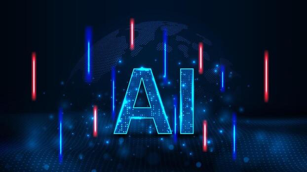 Futuristic artificial intelligence global network connection wave dots abstract digital technology background vector