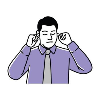 Man covering his ears vector