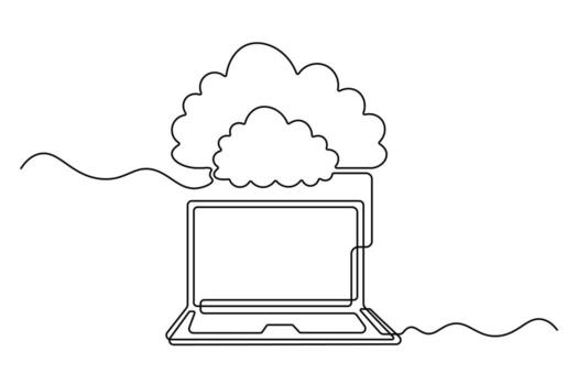 continuo línea dibujo nube almacenamiento apoyo icono vector