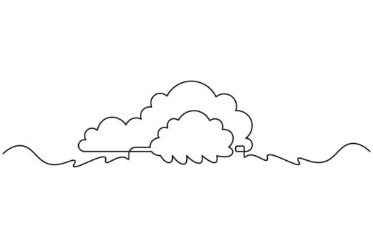 Minimal One Line Art Cloud Computing Illustration vector