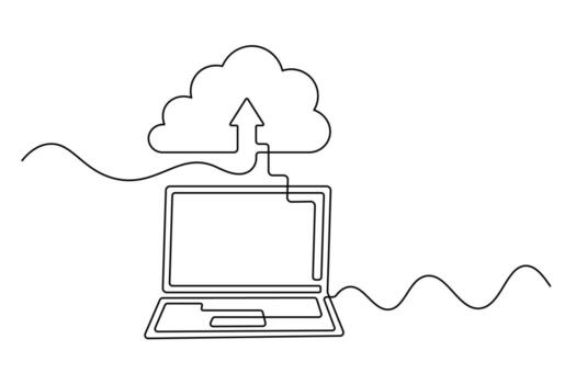 nube apoyo y almacenamiento continuo línea Arte mínimo vector