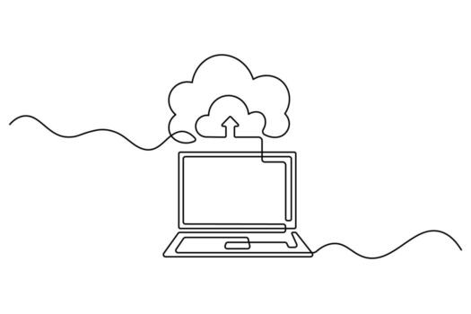 continuo línea dibujo nube datos apoyo icono vector