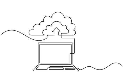 Modern Cloud Storage Continuous Line Design vector