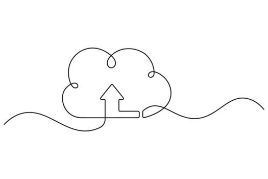 Cloud Computing Data Storage Continuous Line Art vector