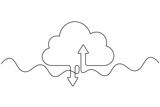 Cloud Computing Symbol Continuous Line Drawing vector