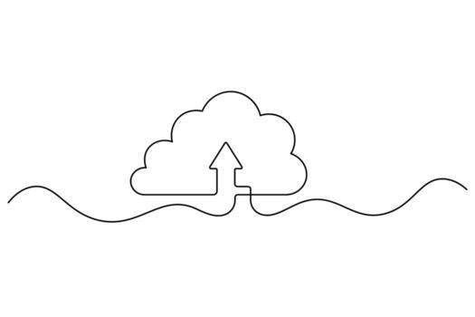 One Line Drawing of Cloud Computing Data Backup vector