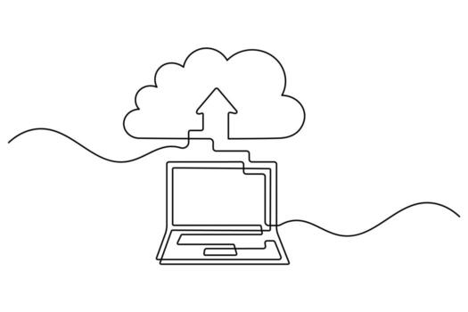 Cloud Computing Symbol Continuous Line Artwork vector