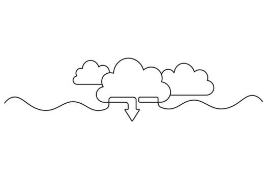 mínimo nube informática tecnología uno línea ilustración vector