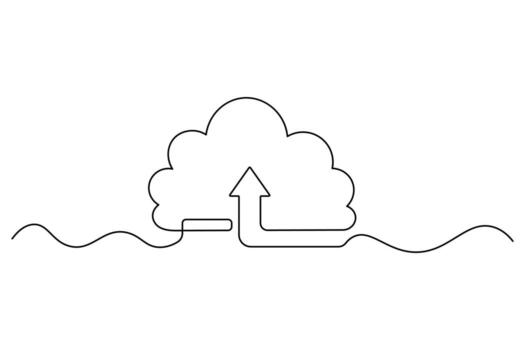 Modern Cloud Storage Continuous Single Line Design vector