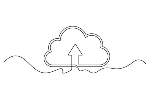Cloud Computing Data Storage and Backup Continuous Line Art Illustration vector
