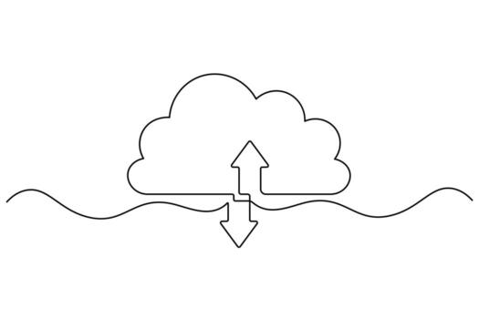 Modern Cloud Computing Backup Continuous Line Design vector