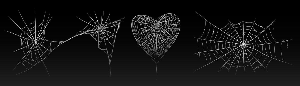 Víspera de Todos los Santos antiguo escalofriante telaraña con varios tamaños y formas colocar. vector