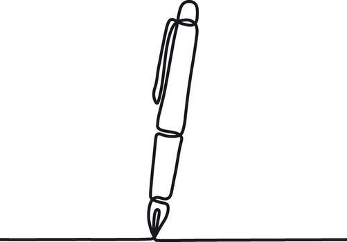 Continuous one line drawing writing pen isolated minimalist linear illustration made of single line illustration, Design Process Continuous Line Editable Stroke vector