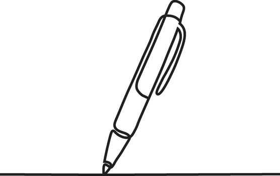 Continuous one line drawing writing pen isolated minimalist linear illustration made of single line illustration, Design Process Continuous Line vector