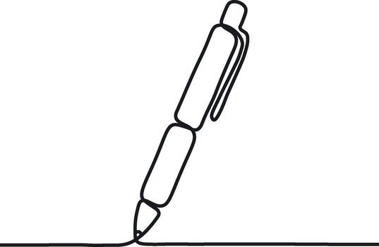 Continuous one line drawing writing pen isolated minimalist linear illustration made of single line illustration, Design Process Continuous Line Editable vector