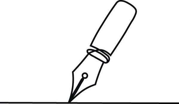 PrintContinuous one line drawing writing pen isolated minimalist linear illustration made of single line illustration, Design Process Continuous Line art vector