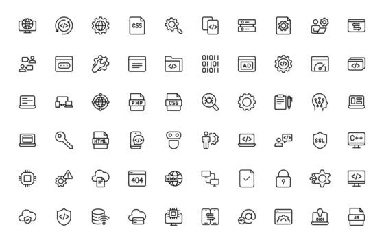 Coding and development icons collection vector