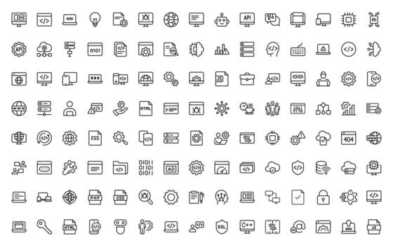 Collection of programming icons vector