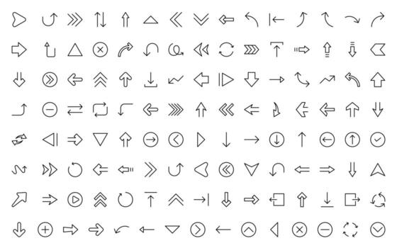 Dynamic Circle and Arrow Icons. Navigation, Directional Signs, Workflow Diagrams, User Interface Design, and Infographic Enhancements Versatile minimal thin line Collection vector