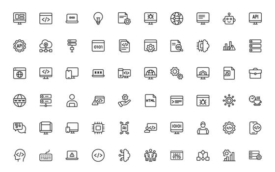Icons representing programming and technology concepts vector