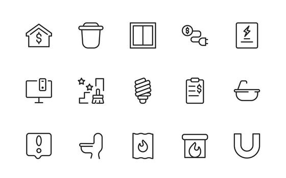 Public utilities linear icon collection. Signed thin line icons collection. Set of public utilities simple outline icons. vector