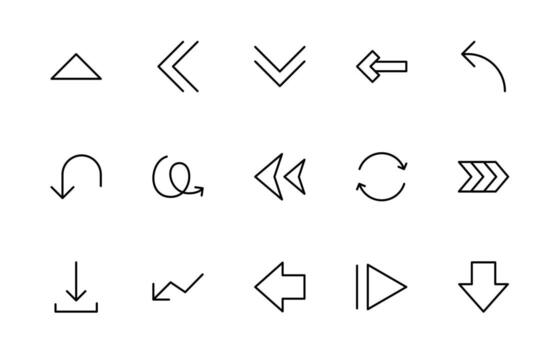 Dynamic Circle and Arrow Icons. Navigation, Directional Signs, Workflow Diagrams, User Interface Design, and Infographic Enhancements minimal thin line icon set vector