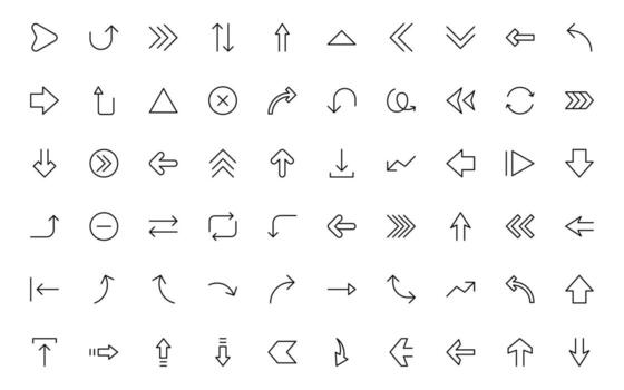 Dynamic Circle and Arrow Icons. Directional Signs, Workflow Diagrams, User Interface Design, and Infographic Enhancements Versatile minimal thin line icon set vector