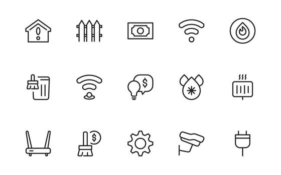 Public utilities linear signed icon collection. thin line icons collection. Set of public utilities simple outline icons. vector