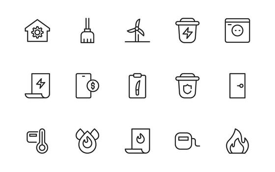 Public utilities linear signed icon collection. Signed thin icons collection. Set of public utilities simple outline icons. vector
