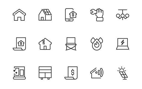 Public utilities linear signed icon collection. Signed thin line icons collection. Set of utilities simple outline icons. vector
