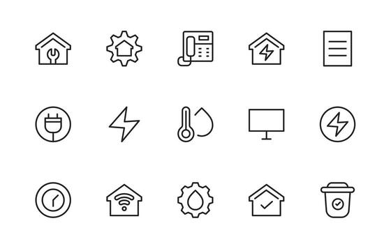 Public utilities linear signed icon collection. Signed thin line icons collection. Set of public utilities simple icons. vector