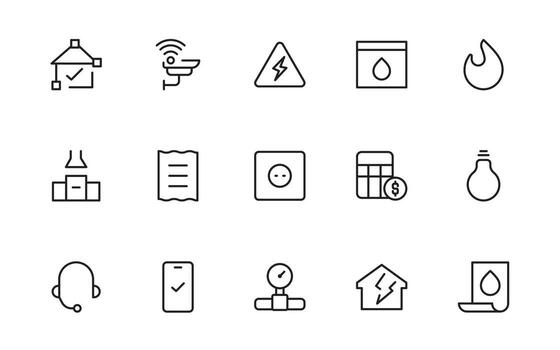Public utilities linear signed icons. Signed thin line icons collection. Set of public utilities simple outline icons. vector