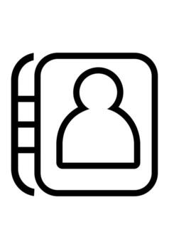 Outline of an address contact book icon. User profile silhouette on personal directory list. Simple customer service and communication symbol. vector