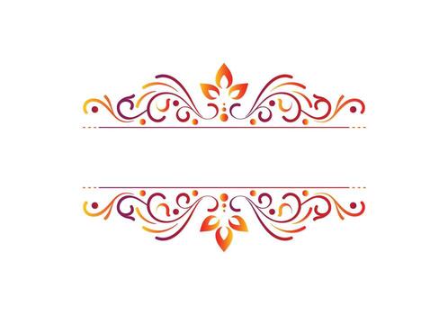 Gradient Floral Swirl Frame Ornament Element for Greeting Card Design vector