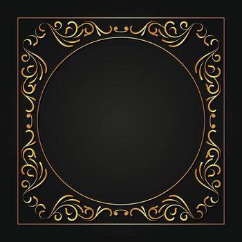 Golden Swirl Frame with Decorative Element. vector