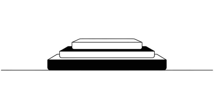 Stacked platforms in simple black and white graphic design element vector