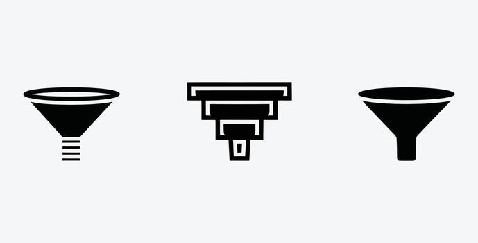 diverso embudo íconos para datos análisis y márketing conceptos ilustración vector